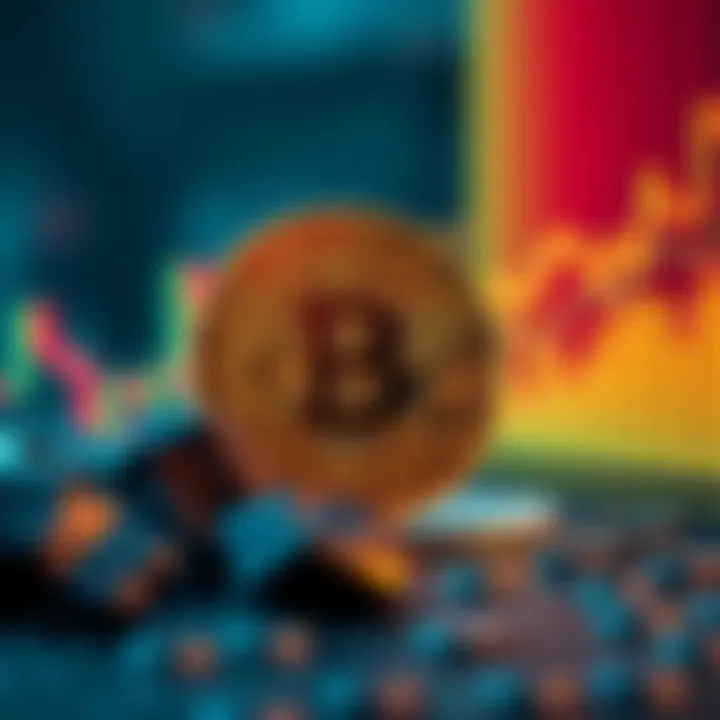 Visual representation of Bitcoin halving with a digital coin and a graph showing market trends.