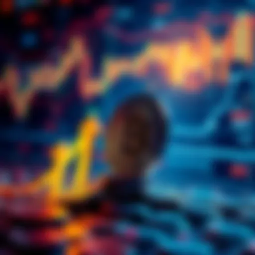 Illustration showing a rising Bitcoin symbol with arrows indicating growth, representing the potential price increase after halving, against a backdrop of digital currency graphics.
