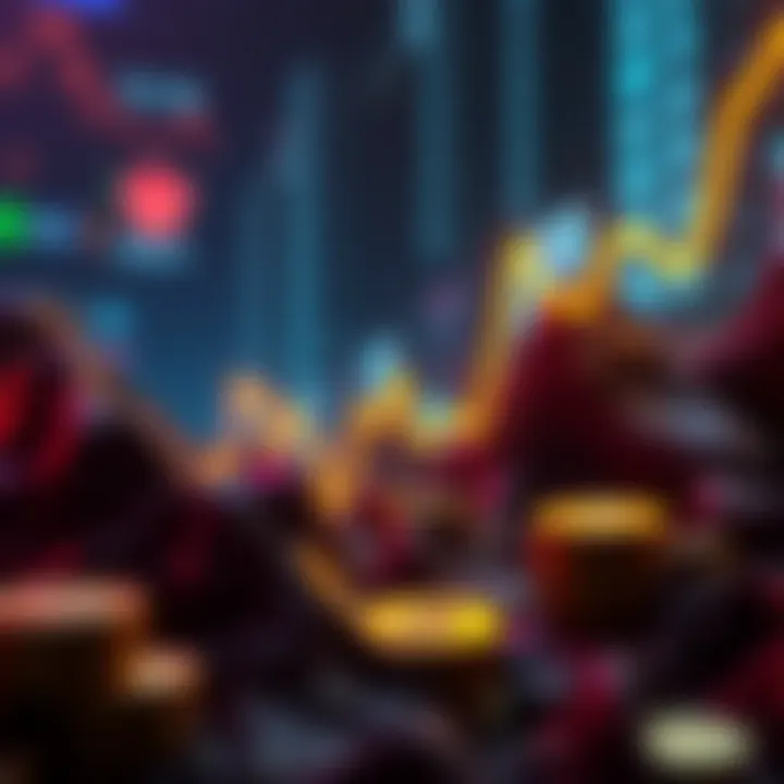 A graphic showing a downward trend in Bitcoin value, representing losses for holders