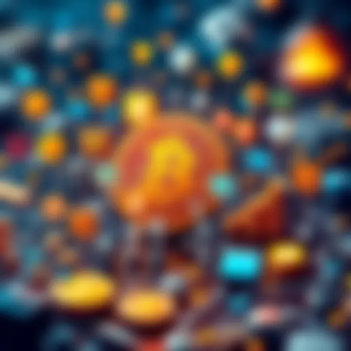 A visual representation of Bitcoin improvement proposals with icons and symbols related to technology and finance.