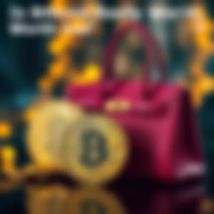 A Bitcoin symbol next to a luxury Birkin bag, symbolizing the comparison of Bitcoin as a luxury investment