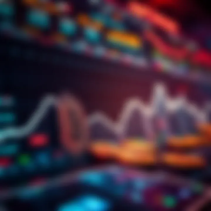 Graph showing Bitcoin's decline with downward trend and fading cryptocurrency symbols