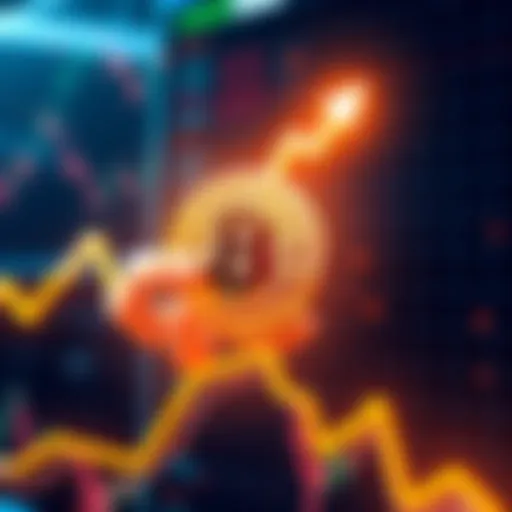 Graph showing Bitcoin's price fluctuations with an upward and downward trend, symbolizing market uncertainty.