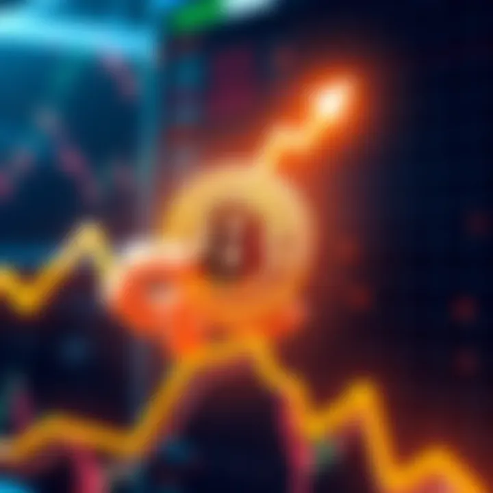 Graph showing Bitcoin's price fluctuations with an upward and downward trend, symbolizing market uncertainty.