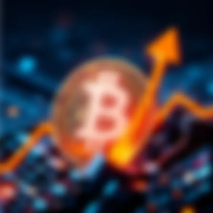 Illustration of a Bitcoin symbol with rising costs depicted as arrows, representing changes in mining expenses.