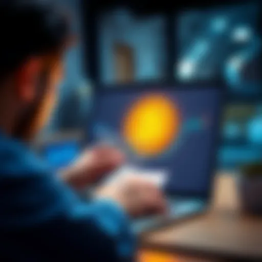 A person shopping online with a Bitcoin payment option on a laptop