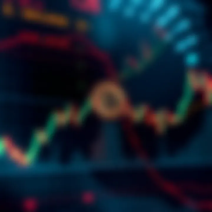 A fluctuating Bitcoin price chart showing ups and downs, with key levels highlighted around $42,000 and $62,000.