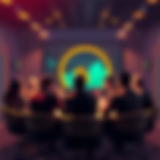 Group of people discussing Bitcoin price trends in a meeting setting