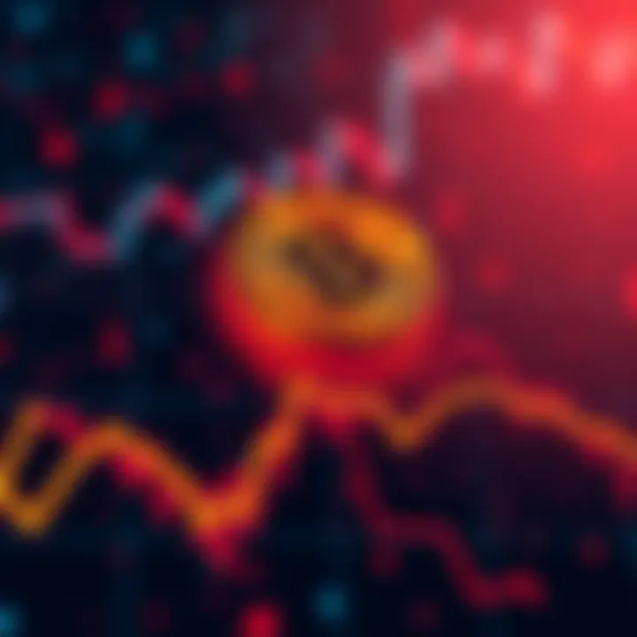 A graph showing a decline in Bitcoin prices over time with a downward trend line