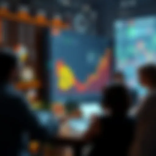 People discussing Bitcoin price predictions for the next bull run, with charts and graphs in the background.