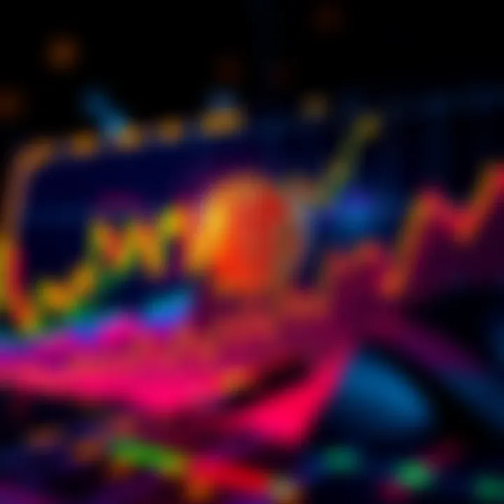 A graphic showing Bitcoin's price rising to a new high with colorful trends and market indicators.