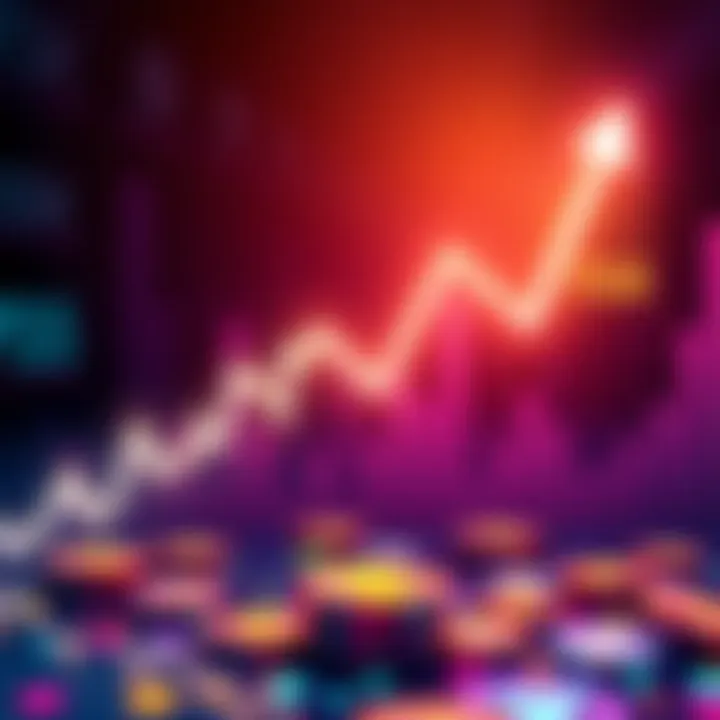 Bitcoin price surge A graph showing Bitcoin's value rising over 75K with digital currency symbols