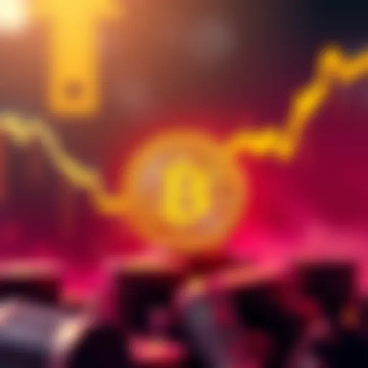 Bitcoin Price Surge An upward graph showing Bitcoin prices rising sharply with a digital coin graphic in the foreground.