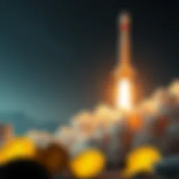 A graphic showing Bitcoin symbols declining while SpaceX rockets soar, representing investor shift from crypto to aerospace.