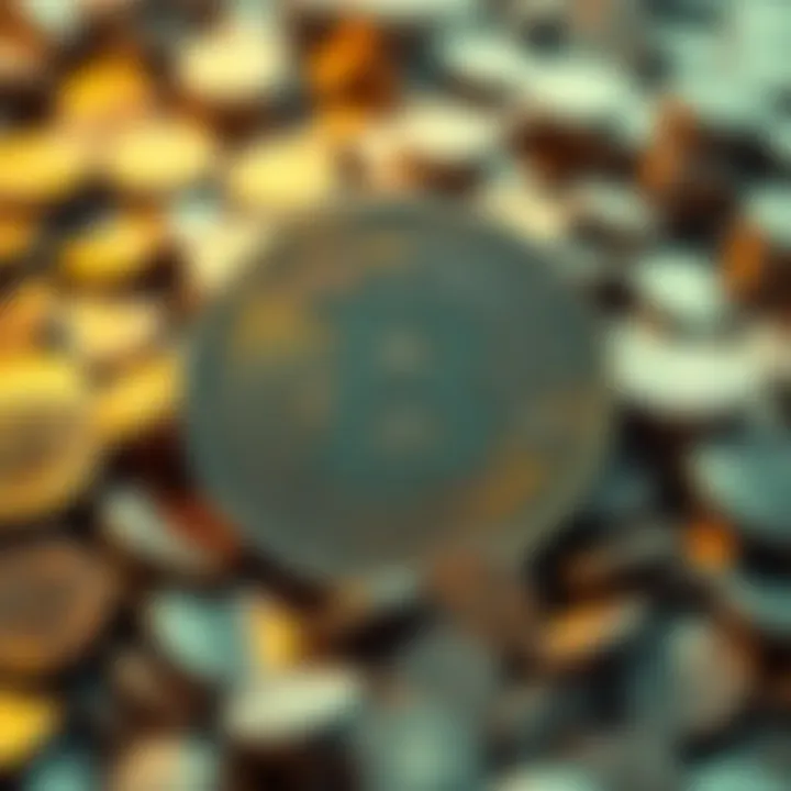A Bitcoin symbol surrounded by gold coins representing its value as a store of value