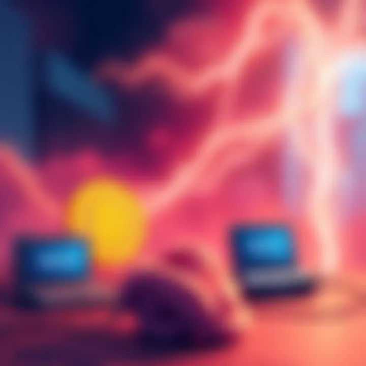 An illustration showing the transition from Bitcoin Core to Bitcoin Knots with Lightning Node and Electrs setup in the background.