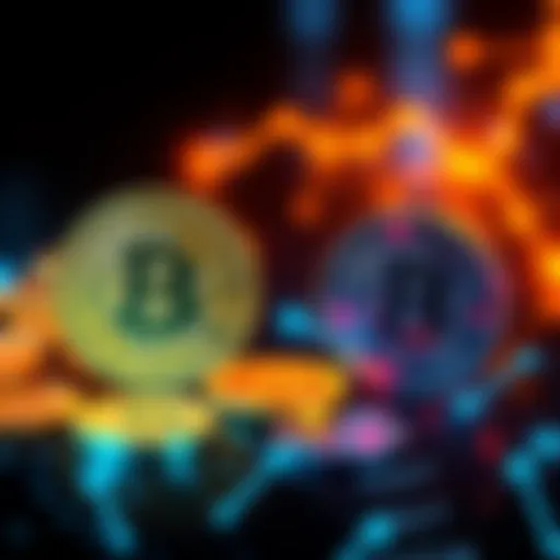 A visual representation of Bitcoin and USDT being exchanged, showcasing digital currencies with arrows indicating the swap process.