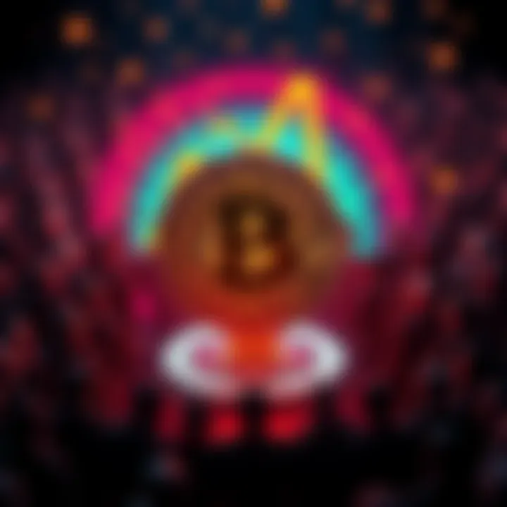 Visual representation of BitcoinII, showcasing fair mining and decentralization symbols with a community background.