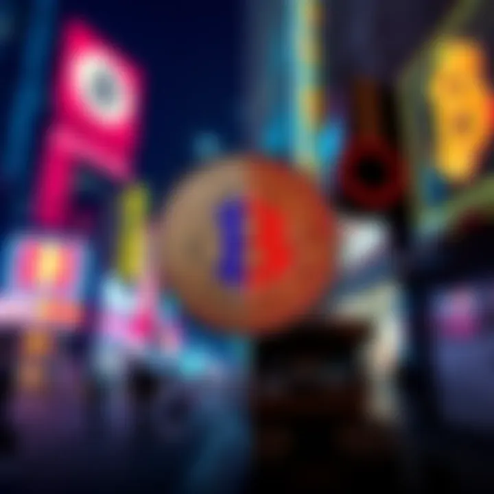 Bitcoin and 1980s Nostalgia A split image showing a Bitcoin symbol with retro 1980s financial graphics and colors, reflecting the past's influence on modern finance.