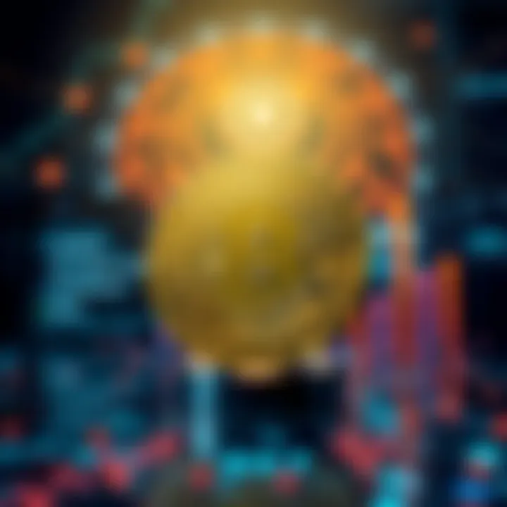 Bitcoin rising against a backdrop of artificial intelligence graphics, symbolizing growth in tech and crypto markets