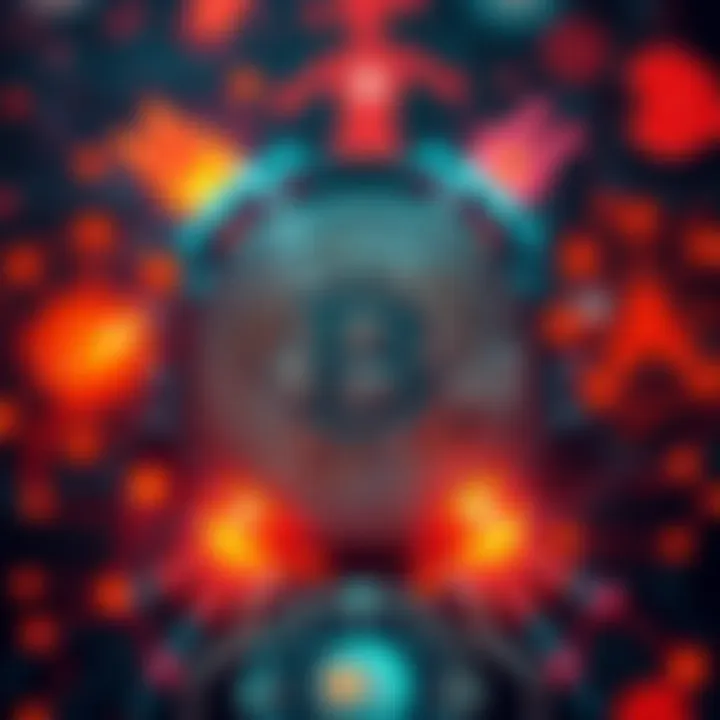 A digital representation of Bitcoin surrounded by AI symbols, highlighting the connection between cryptocurrency and artificial intelligence.
