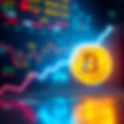 A graphic showing Bitcoin symbol with a rising trend line indicating growth in the cryptocurrency market