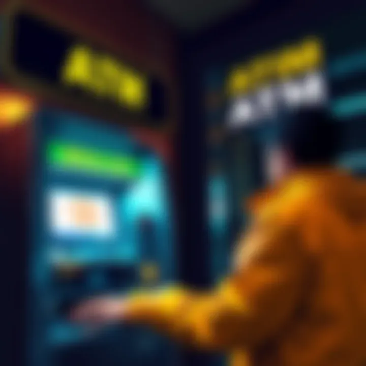 A person using a Bitcoin ATM to withdraw cash