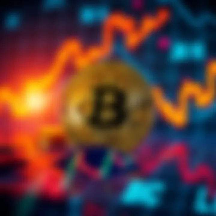 A visual representation of Bitcoin with rising charts background, symbolizing market growth during the energy crisis.