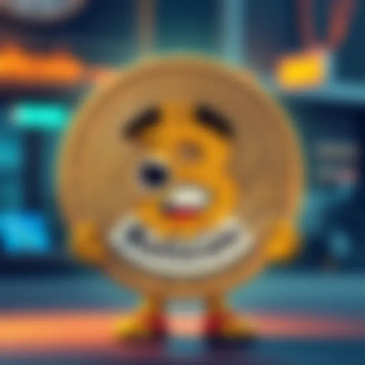 A humorous cartoon representation of Bitcoin with the label 'Buttcoin', showing a playful expression to illustrate the nickname's perception