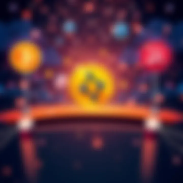 Illustration showing Bitcoin being bridged to Cardano with symbols of DeFi applications and high APY signs