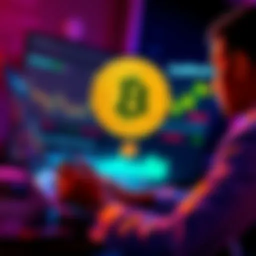 A person analyzing Bitcoin prices on a laptop while preparing to cash out large amounts safely