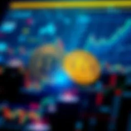 A visual representation of Bitcoin Cash and Wrapped Bitcoin concepts, with symbols of both cryptocurrencies and a graph indicating market trends.