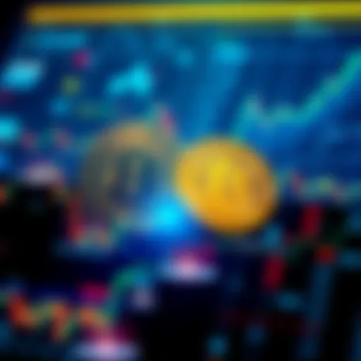 A visual representation of Bitcoin Cash and Wrapped Bitcoin concepts, with symbols of both cryptocurrencies and a graph indicating market trends.