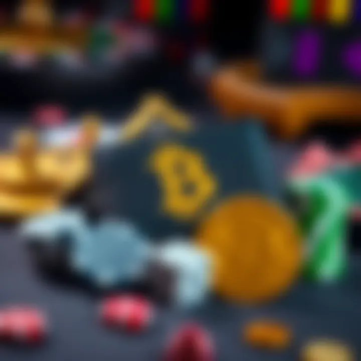 A graphic showing a digital wallet and casino elements like chips and dice to represent no KYC bitcoin casinos.