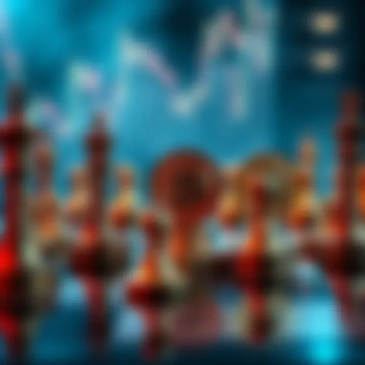 A chessboard with Bitcoin coins as pieces, symbolizing its dominance in finance