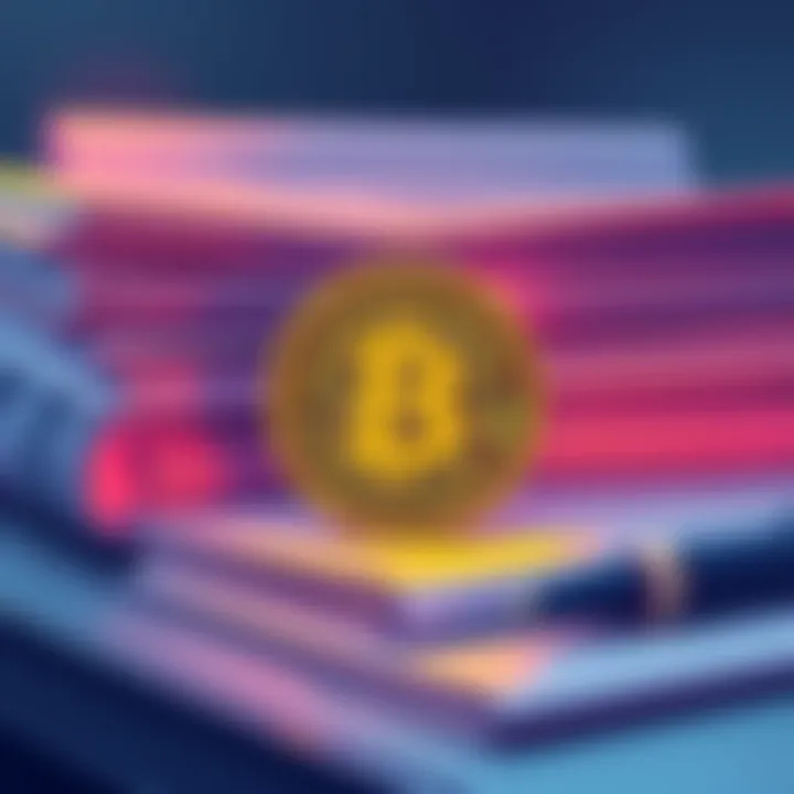 Bitcoin Symbol with Legal Documents An illustration showing a Bitcoin symbol in front of a stack of legal documents, highlighting the relationship between cryptocurrency and regulation.