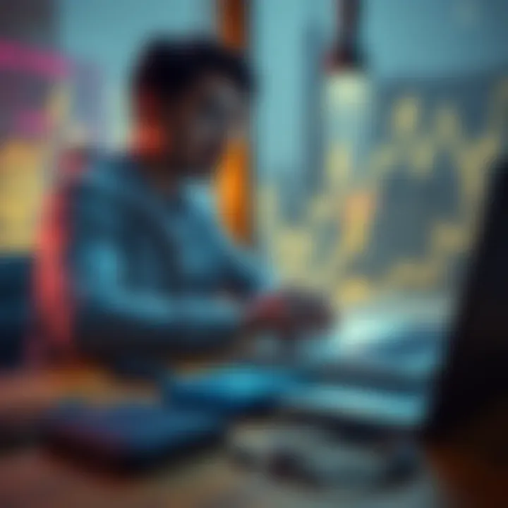 A person setting up a cold wallet for Bitcoin, with a laptop and hardware wallet on a table.