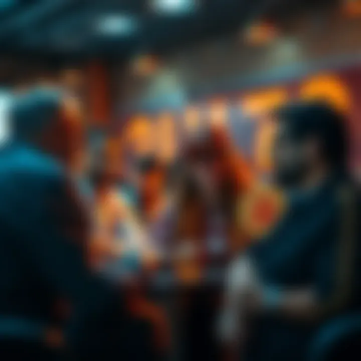 A group of people discussing Bitcoin in a casual setting, sharing thoughts and insights about cryptocurrency.