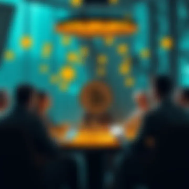 Group of Bitcoin holders discussing threats from quantum computing and the future of cryptography, with a focus on Satoshi's coins.