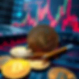 A visual representation of the data spam debate surrounding Bitcoin Core, featuring digital graphs and Bitcoin symbols.