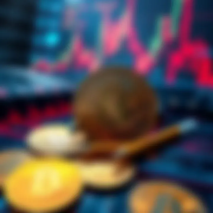 A visual representation of the data spam debate surrounding Bitcoin Core, featuring digital graphs and Bitcoin symbols.