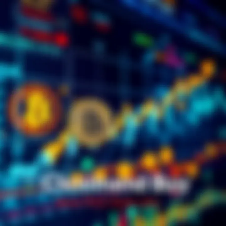 A digital display showing Bitcoin and cryptocurrencies with downward trend arrows, indicating a market downturn but also highlighting opportunities to buy