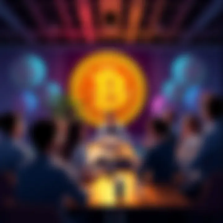 A group of people participating in a lively discussion about Bitcoin, sharing insights and questions.