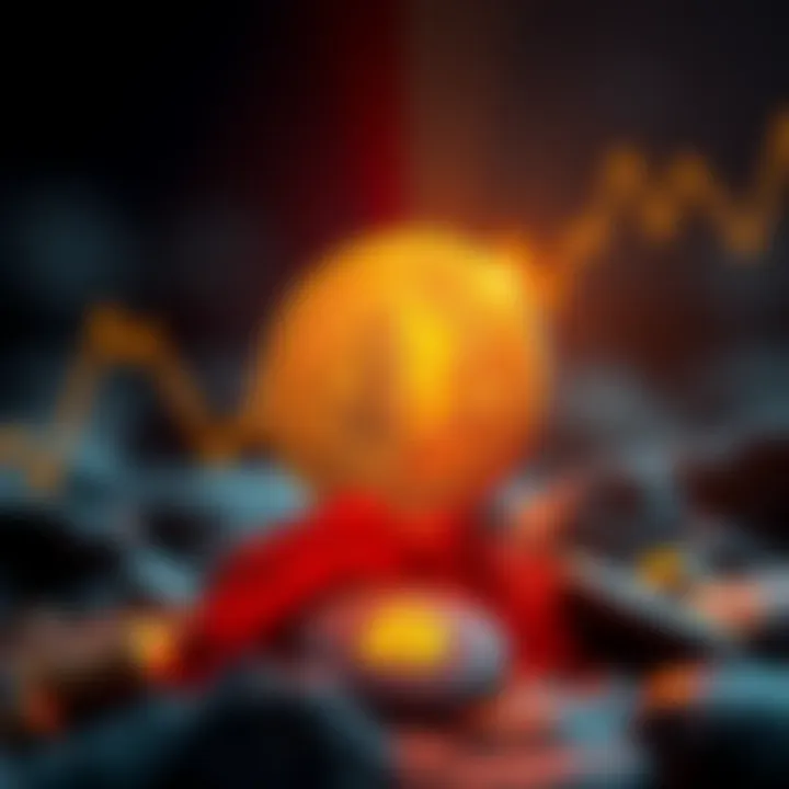 Graph showing Bitcoin's 30% increase and Dogecoin's 20% decrease in a split view