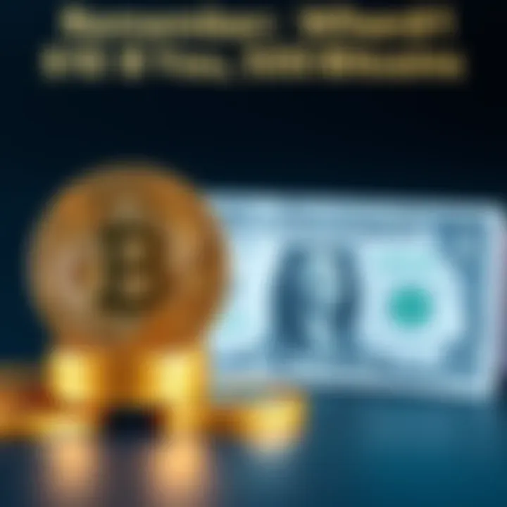 A dollar bill next to a stack of Bitcoins, symbolizing the historic value exchange from 16 years ago.