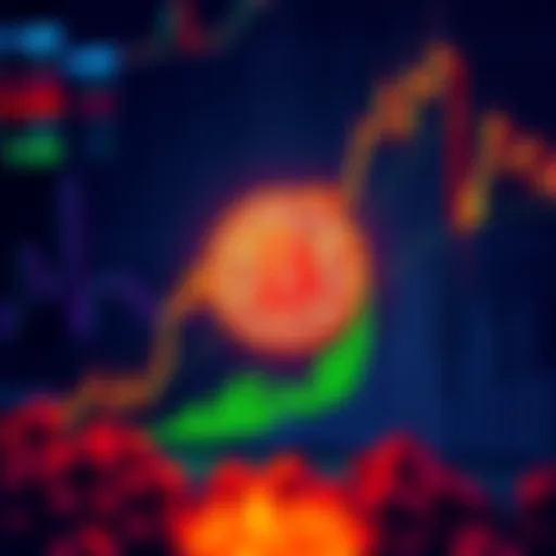 A visual representation of a Bitcoin price chart showing potential double top formations, with upward price trends and marked loan implications for investments.