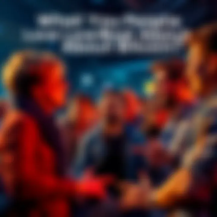 Group of people expressing excitement about Bitcoin and discussing its benefits