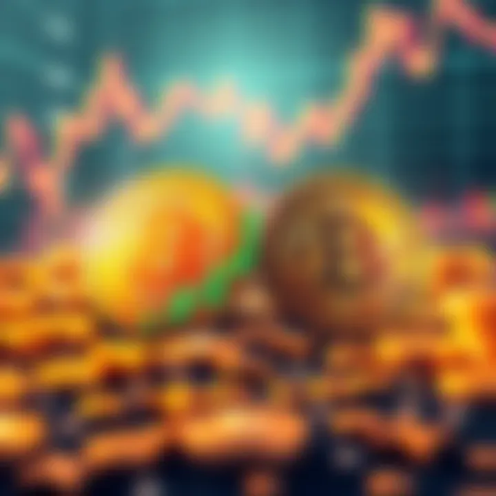 Illustration showing Bitcoin symbols and ETF charts side by side, highlighting their differences.
