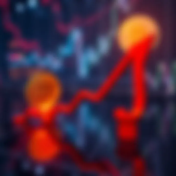 A graph showing a downward trend in Bitcoin ETF values, reflecting recent financial struggles, with a Bitcoin symbol and a red arrow indicating loss.