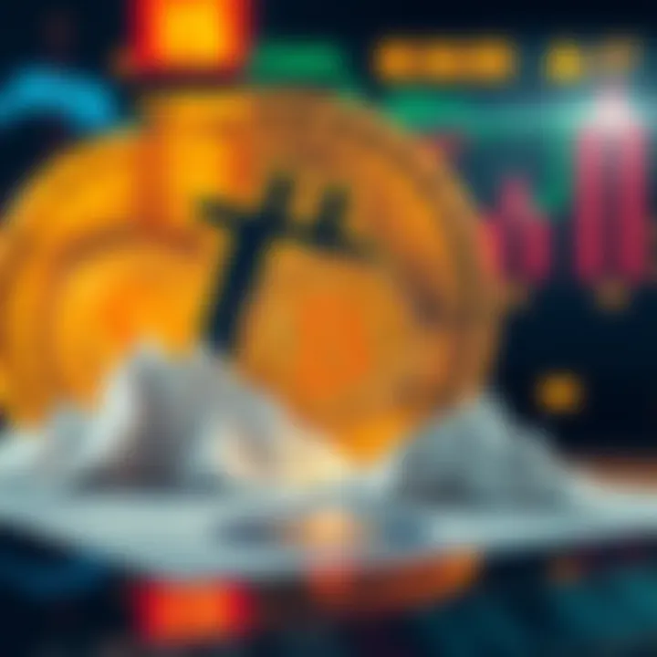 A visual showing a downward trend in Bitcoin exchange balances with a Bitcoin symbol in the background.